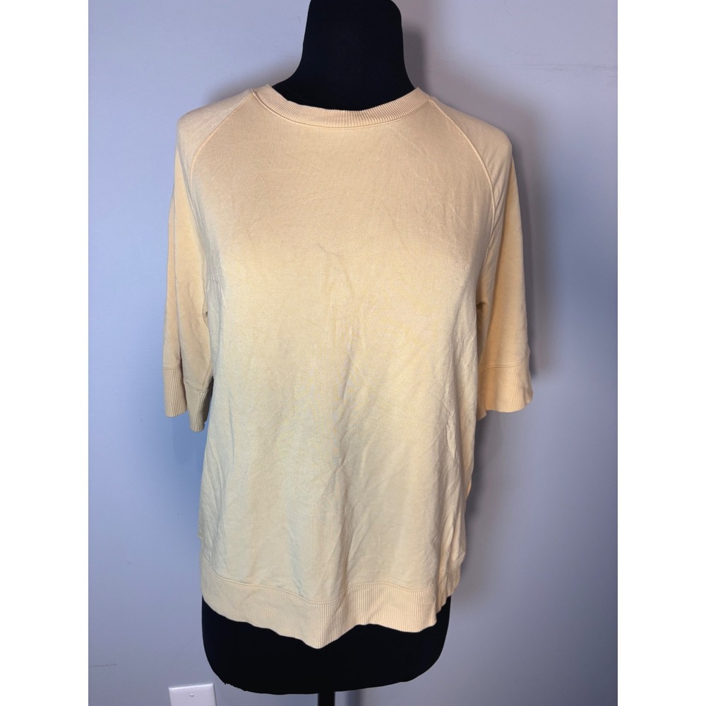 Banana Republic Womens Crew Neck 3/4 Sleeve Sweatshirt Top Yellow Size S